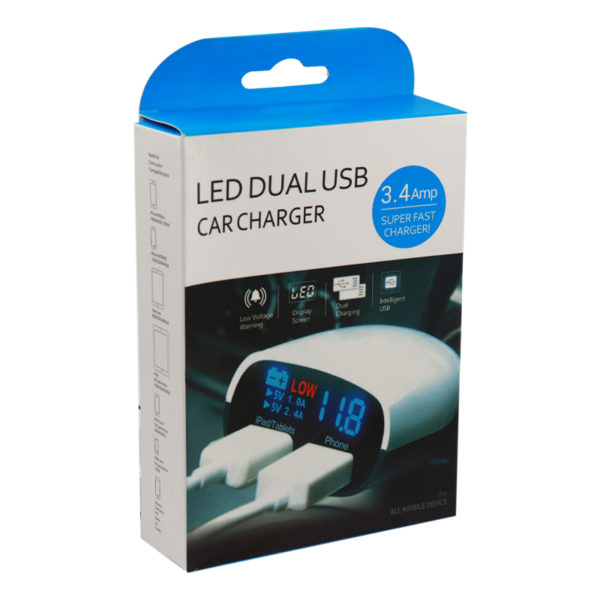 LED dual USB car charger 3.4 Amp