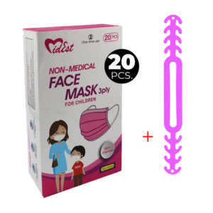 DISPOSABLE THREE LAYER FACE MASK PINK 20PCS+MASK CLIP-0
